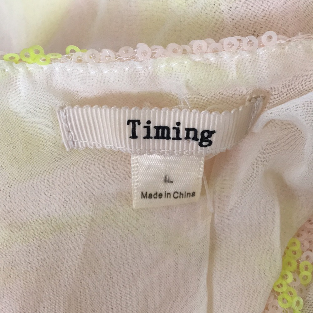 Timing float Razorback yellow/beige sequin top - Picture 4 of 4